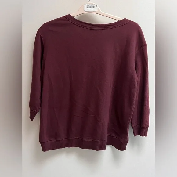 WILT Women’s Burgandy Crewneck Three Quarter Sleeve Sweatshirt - Size Medium - Picture 4 of 8